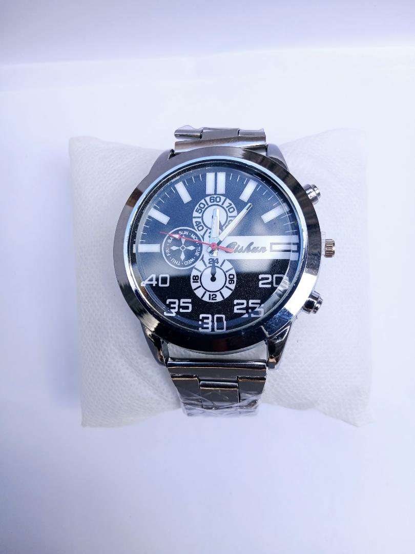 Stylish Men’s Analog Chronograph Watch +free gift box– Silver Stainless Steel+free gift box