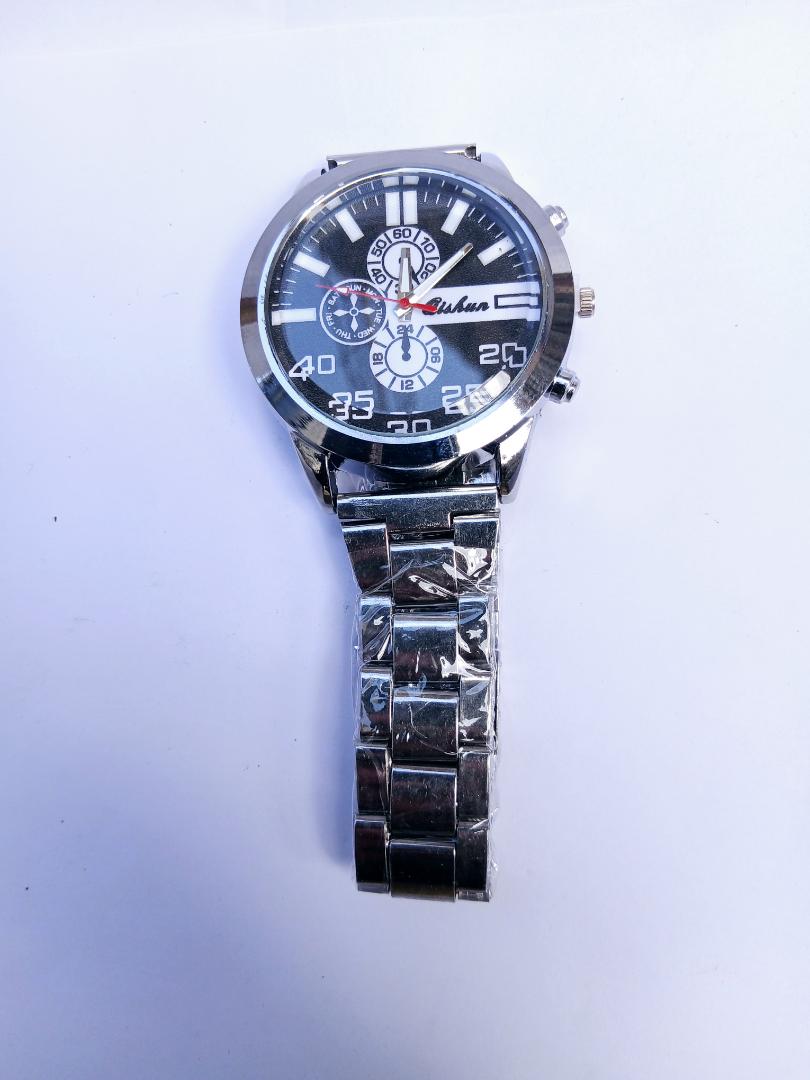 Stylish Men’s Analog Chronograph Watch +free gift box– Silver Stainless Steel+free gift box