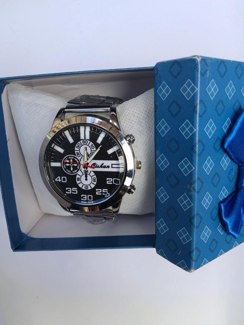 Stylish Men’s Analog Chronograph Watch +free gift box– Silver Stainless Steel+free gift box