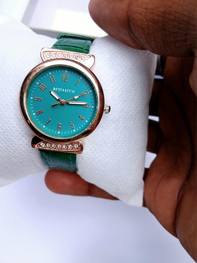 Elegant Keidy Ladies' Green Watch – Crystal Accent