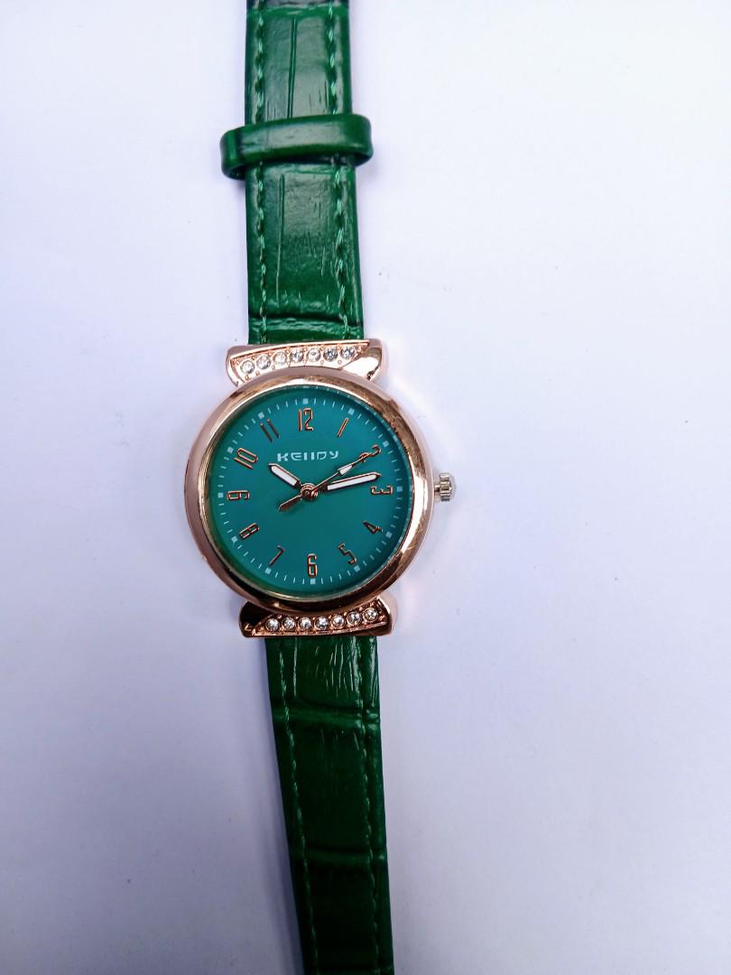 Elegant Keidy Ladies' Green Watch – Crystal Accent