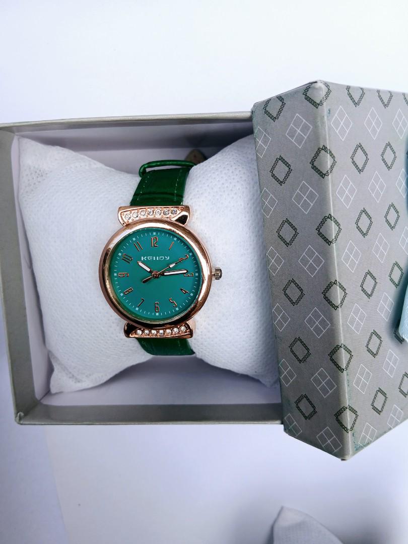 Elegant Keidy Ladies' Green Watch – Crystal Accent