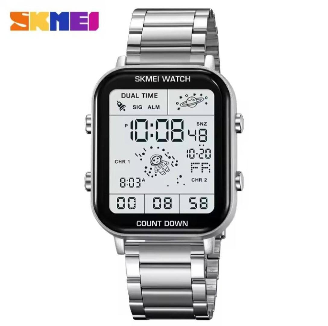 SKMEI 1888 Digital Sport Watch – Stainless Steel, Dual Time, Pedometer & Fitness Tracker