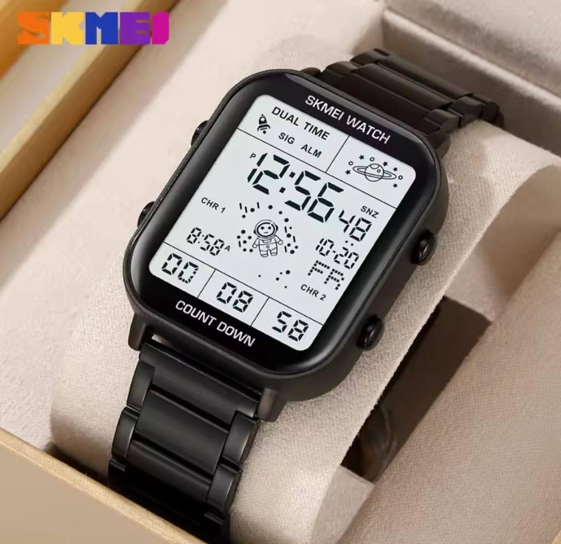 SKMEI 1888 Digital Sport Watch – Stainless Steel, Dual Time, Pedometer & Fitness Tracker