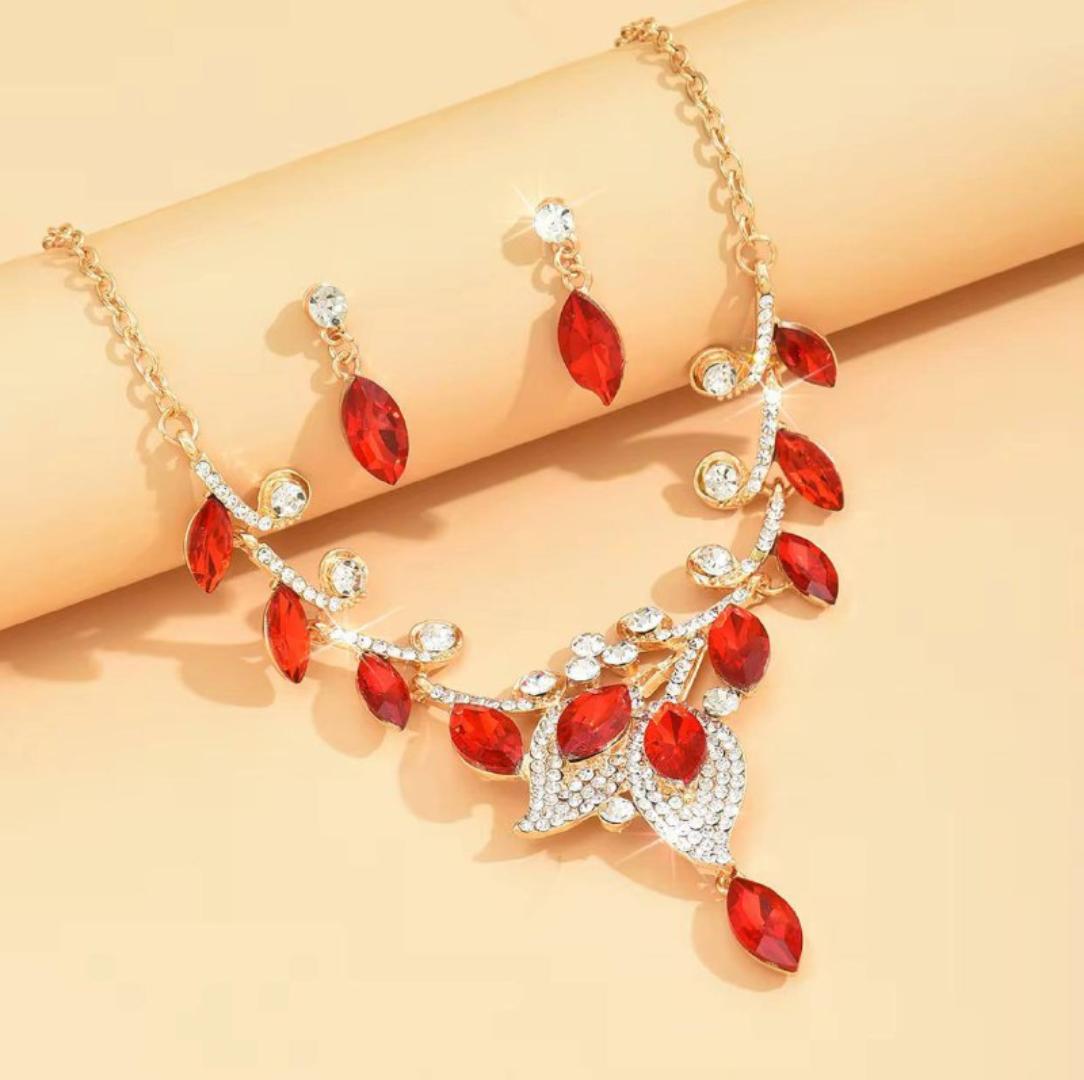 Elegant Rhinestone Necklace & Earrings Set – Sparkling Bridal Wedding Jewelry for Women