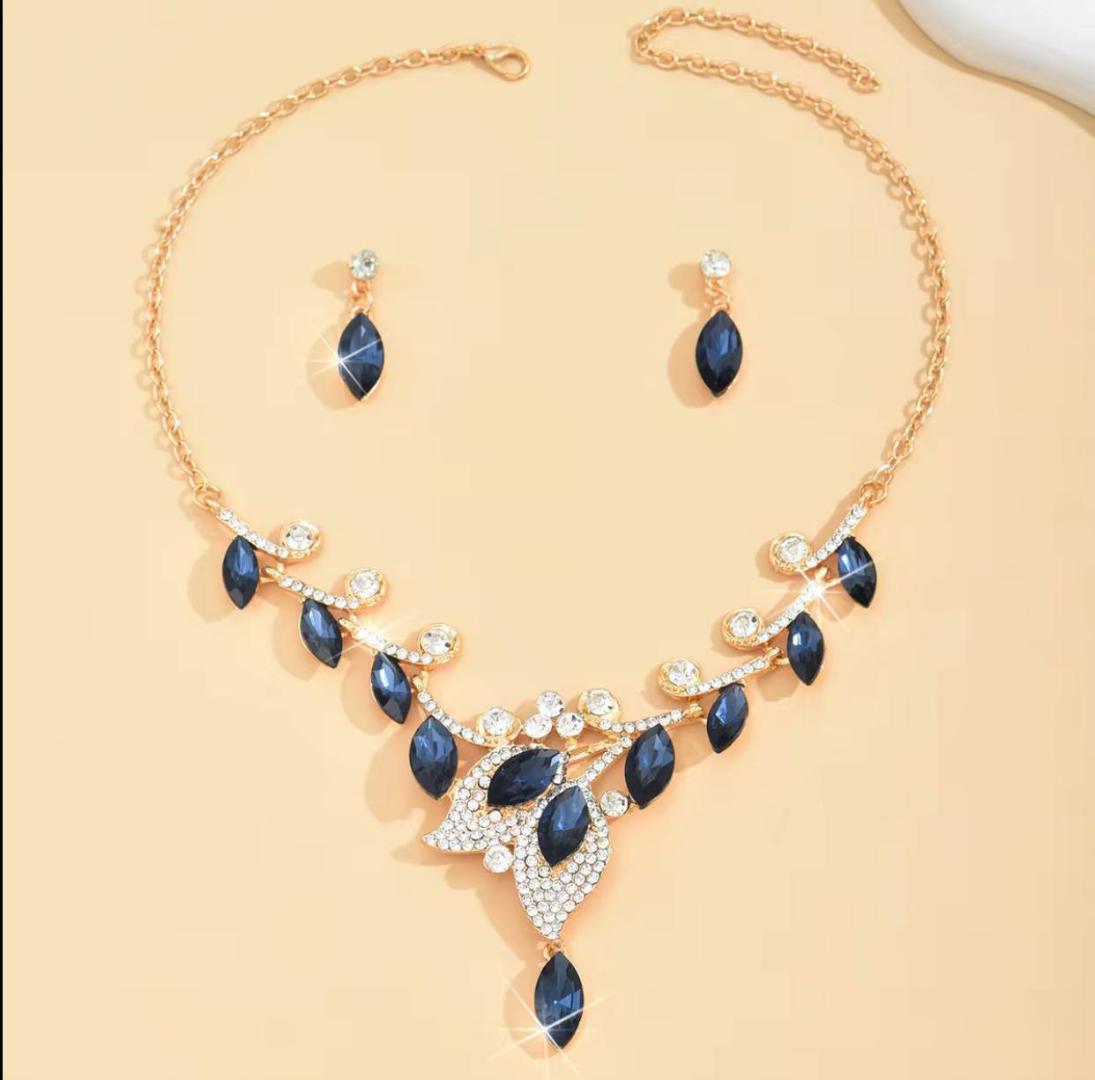 Elegant Rhinestone Necklace & Earrings Set – Sparkling Bridal Wedding Jewelry for Women