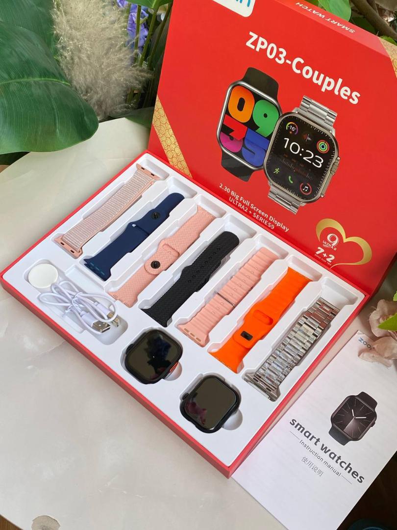 ZP03 Couple Smartwatch Series | Bluetooth Call, Heart Rate & Sleep Monitor, Sports Tracking (Walking, Cycling, Running, Jogging), Weather Updates – Stylish Matching Smartwatches for Him & Her