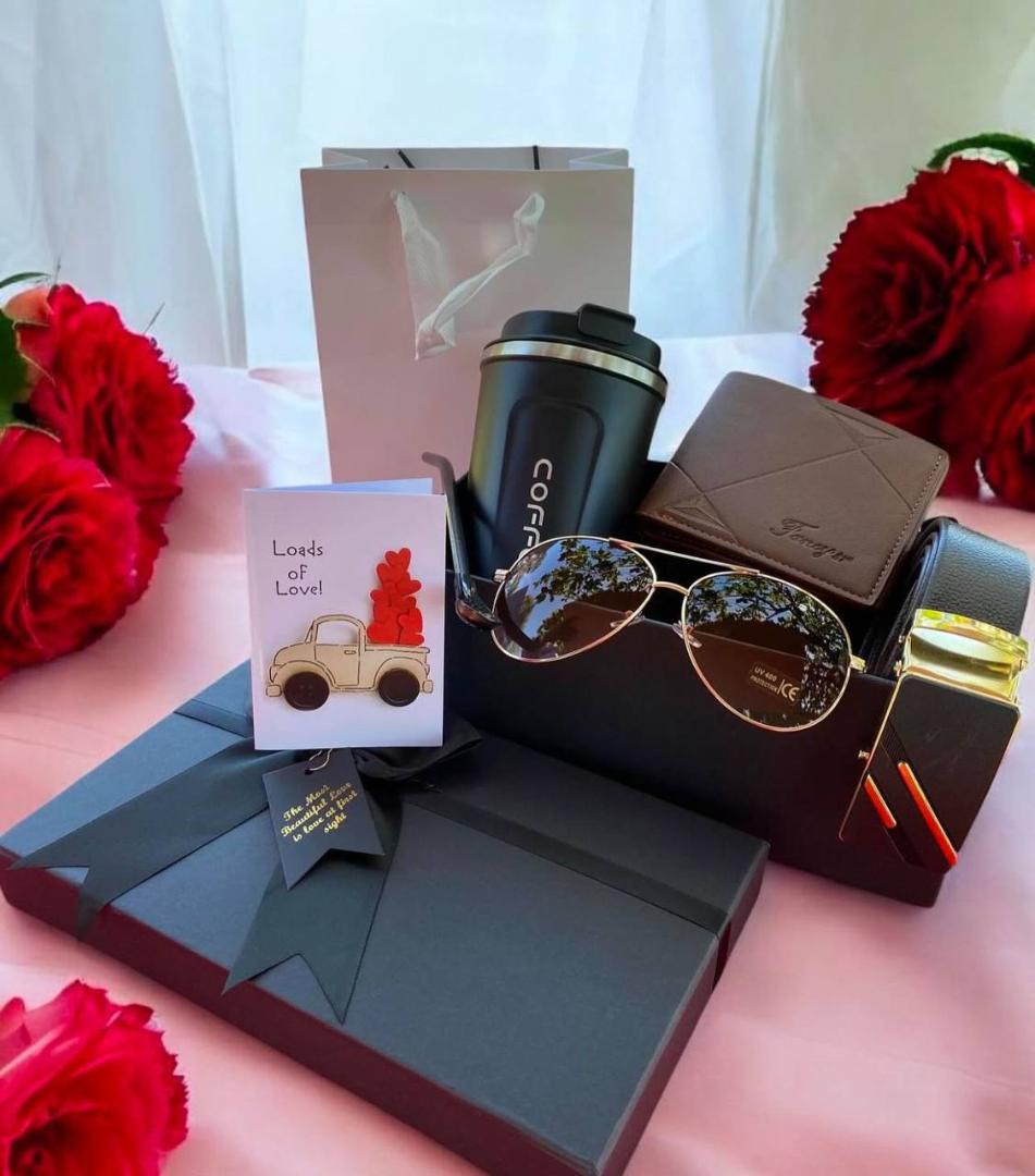Luxury Men’s Gift Set | Thermal Coffee Mug, Sunglasses, Wallet, Belt, Bottle Opener, Gift Card & Elegant Box – Perfect Gift for Him (Birthday, Anniversary, Valentine’s, Special Occasions)