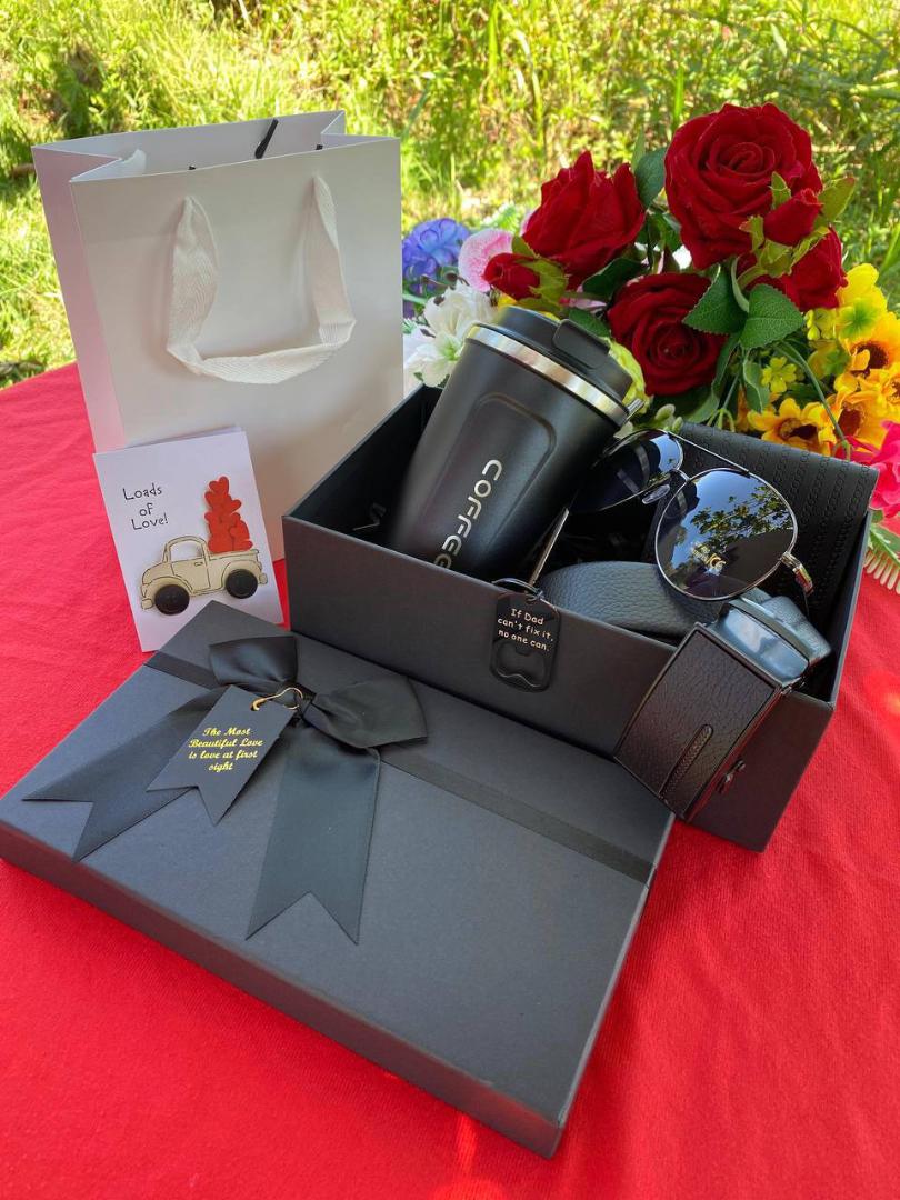 Luxury Men’s Gift Set | Thermal Coffee Mug, Sunglasses, Wallet, Belt, Bottle Opener, Gift Card & Elegant Box – Perfect Gift for Him (Birthday, Anniversary, Valentine’s, Special Occasions)