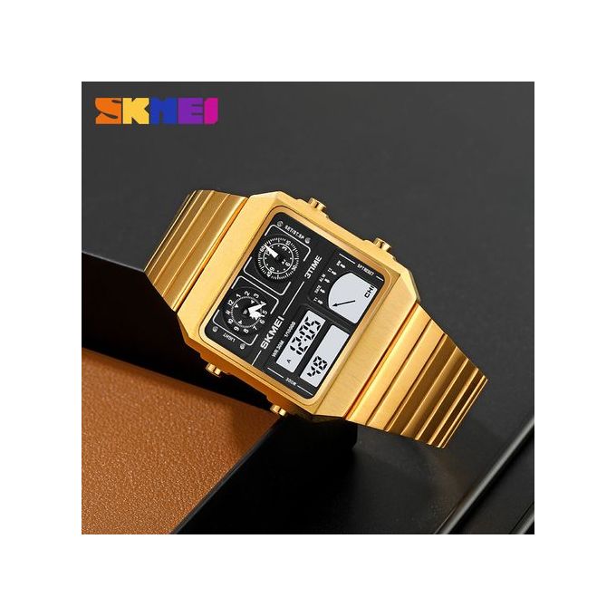 Skmei Watch For Men Sports Square Digital Wristwatches 2198,GOLD