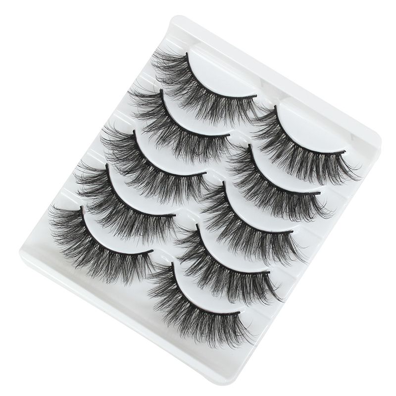 5 Pairs 3D Faux Mink Lashes - Fluffy Volume & Featherlight Wispy Tips | Reusable Silk-Texture Strips | Classic Black