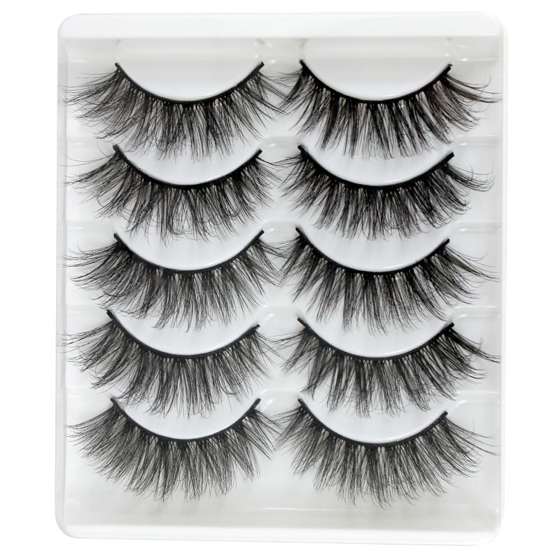 5 Pairs 3D Faux Mink Lashes - Fluffy Volume & Featherlight Wispy Tips | Reusable Silk-Texture Strips | Classic Black