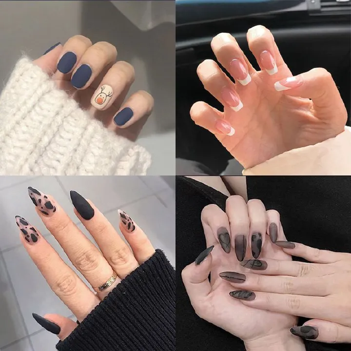 24-Piece Reusable Press-On Nail Kit with Gel Adhesive Strips – Full-Coverage Artificial Nails for Effortless Nail Art
