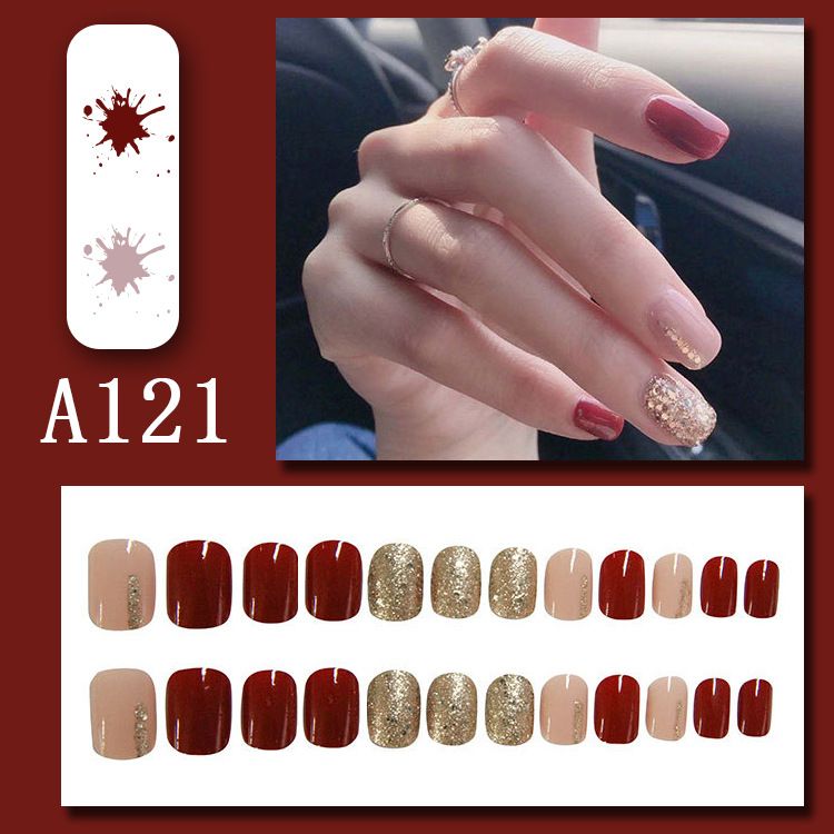 24-Piece Reusable Press-On Nail Kit with Gel Adhesive Strips – Full-Coverage Artificial Nails for Effortless Nail Art