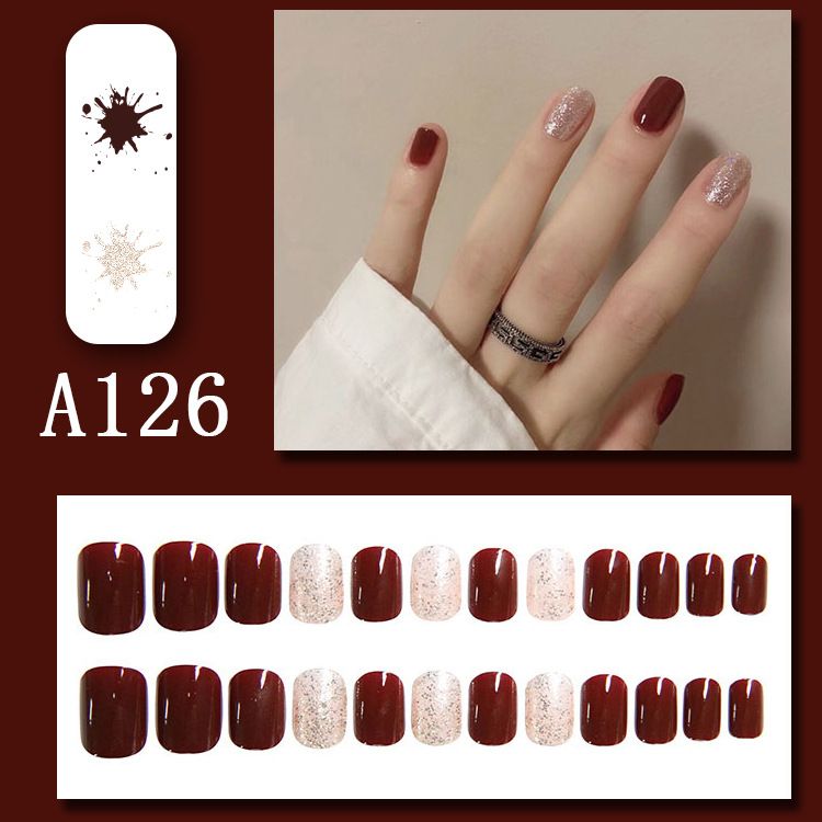 24-Piece Reusable Press-On Nail Kit with Gel Adhesive Strips – Full-Coverage Artificial Nails for Effortless Nail Art