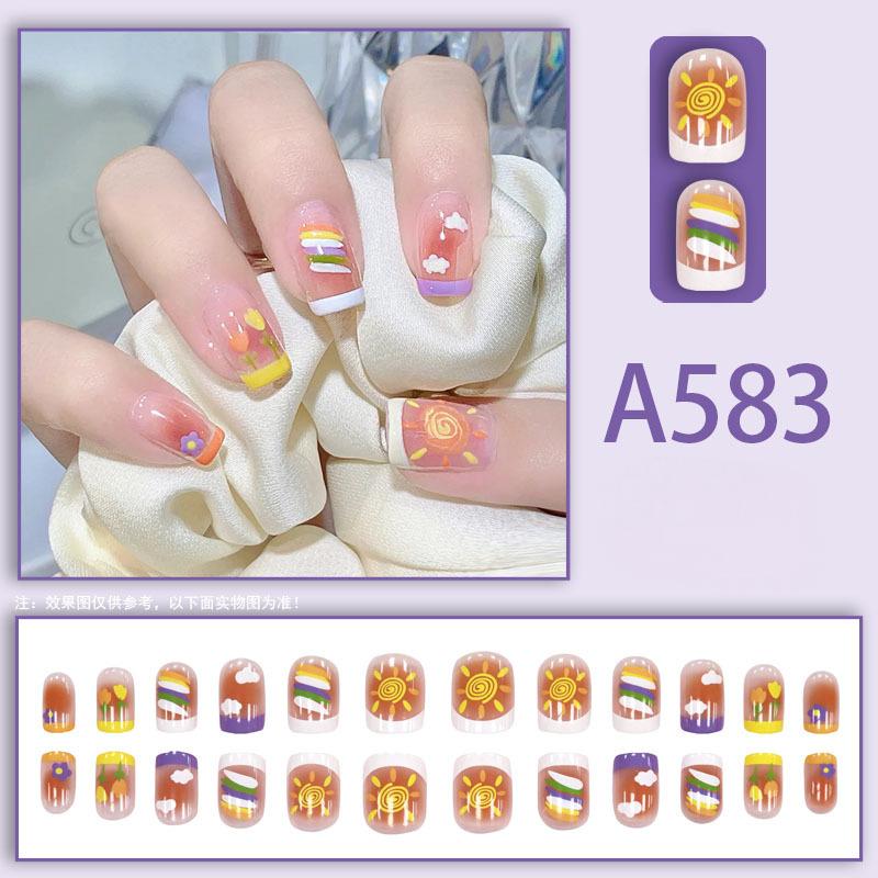 24pc Detachable Love-Heart Press-On Nails | Reusable French Tip Stickers with 3D Bow Accents | Non-Damaging Nail Art Accessories Kit