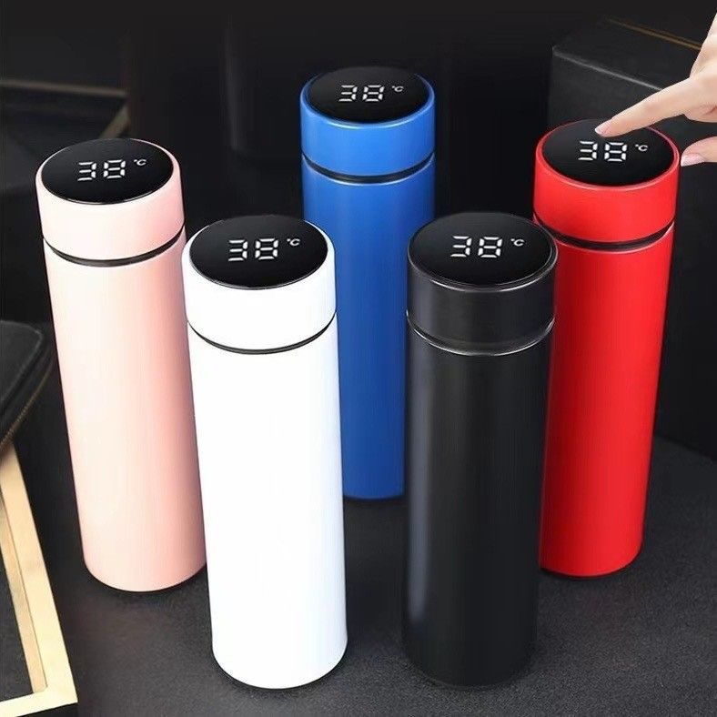 Smart Temperature Display Stainless Steel Vacuum Flask 500ml - 12H Insulation for Office/Travel