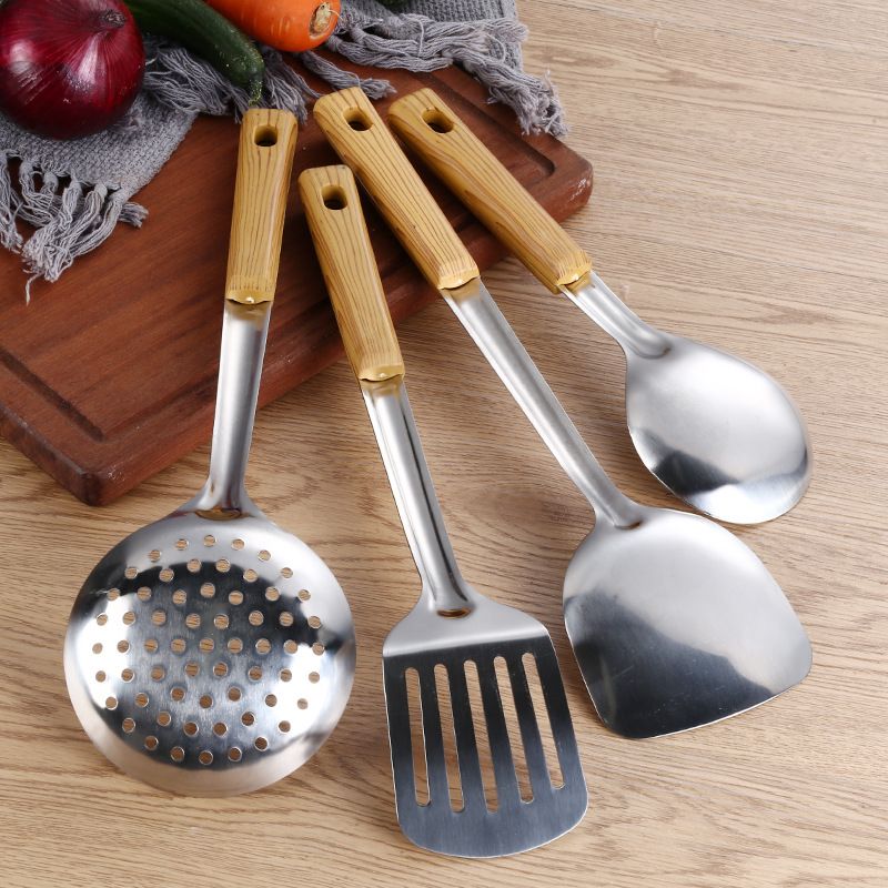 Stainless Steel Kitchen Utensil Set - 5 Pcs Cooking Spoons and Spatulas for Home Use, Durable and Heat-Resistant
