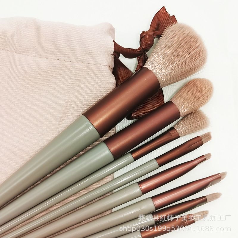 13-Piece Makeup Brush Set - Soft Face Powder Blush Foundation Concealer Highlighter Brushes Kit with Pouch