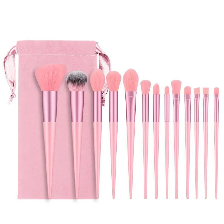 13-Piece Makeup Brush Set - Soft Face Powder Blush Foundation Concealer Highlighter Brushes Kit with Pouch