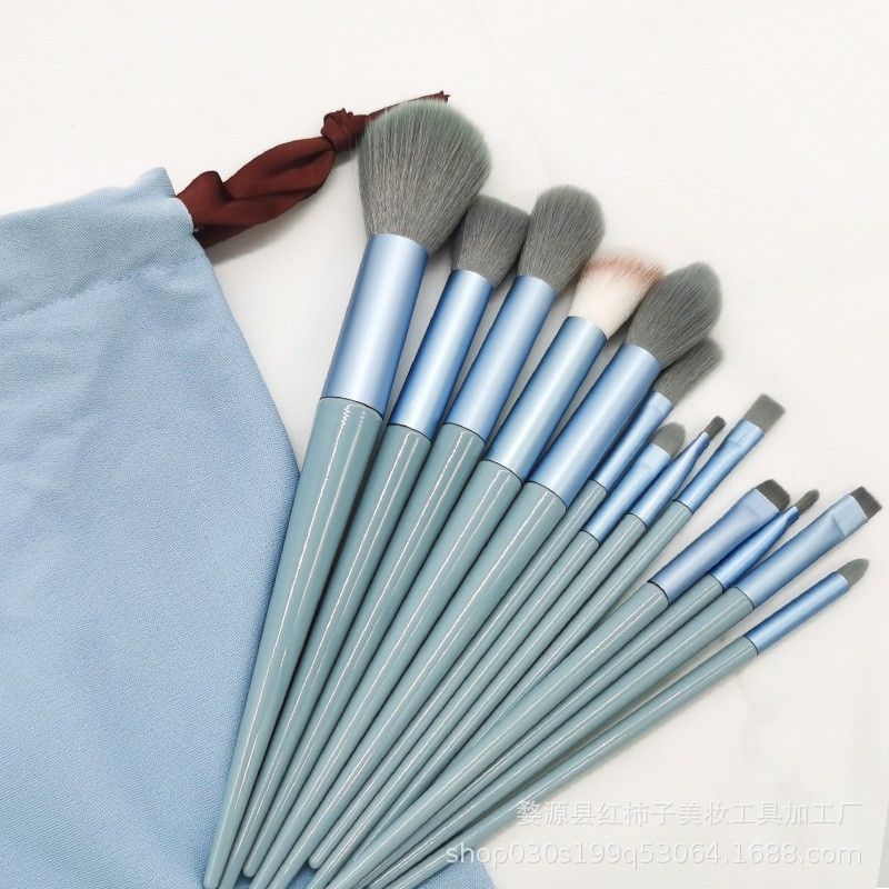 13-Piece Makeup Brush Set - Soft Face Powder Blush Foundation Concealer Highlighter Brushes Kit with Pouch