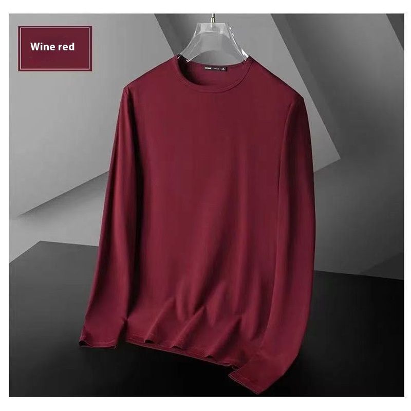 2024 Unisex Long Sleeve T-Shirt, Modal Blend, Slim Fit, Round Neck, Casual Basic Top