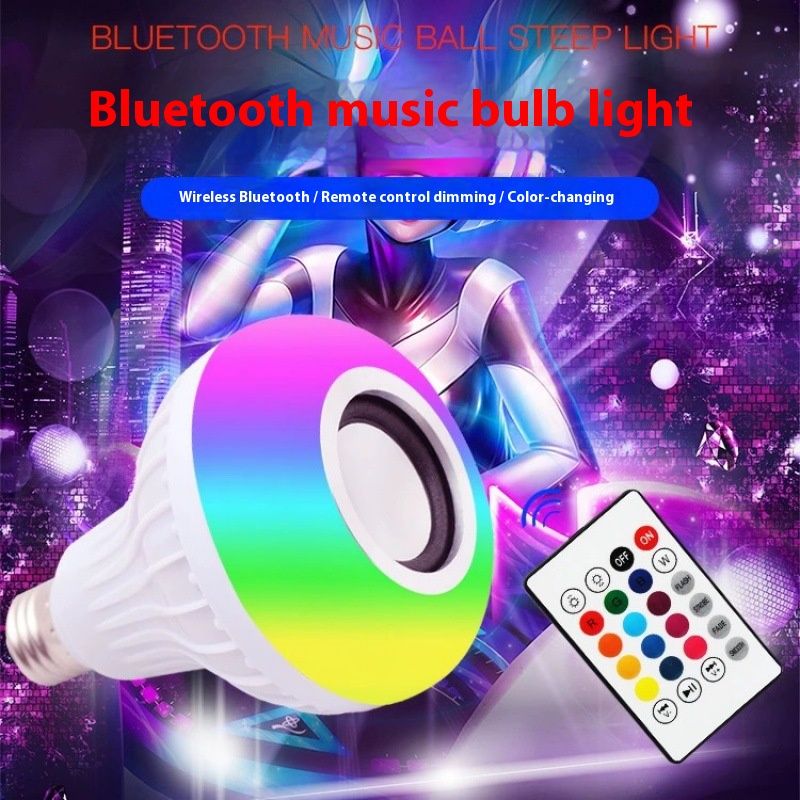 Multicolor Bluetooth LED Bulb with Speaker - Energy Saving Wireless Remote Control for Home Parties, Mood Lighting