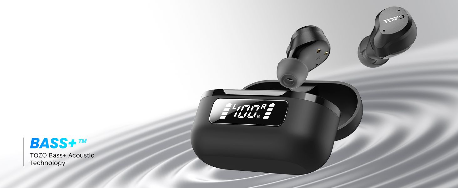 TOZO Hybrid Active Noise Cancelling Wireless Earbuds, 6 Mics ENC Clear Call, IPX8 Waterproof, in Ear Bluetooth 5.3 Headphones Stereo Bass Ear Buds 59H Playtime with LED Display