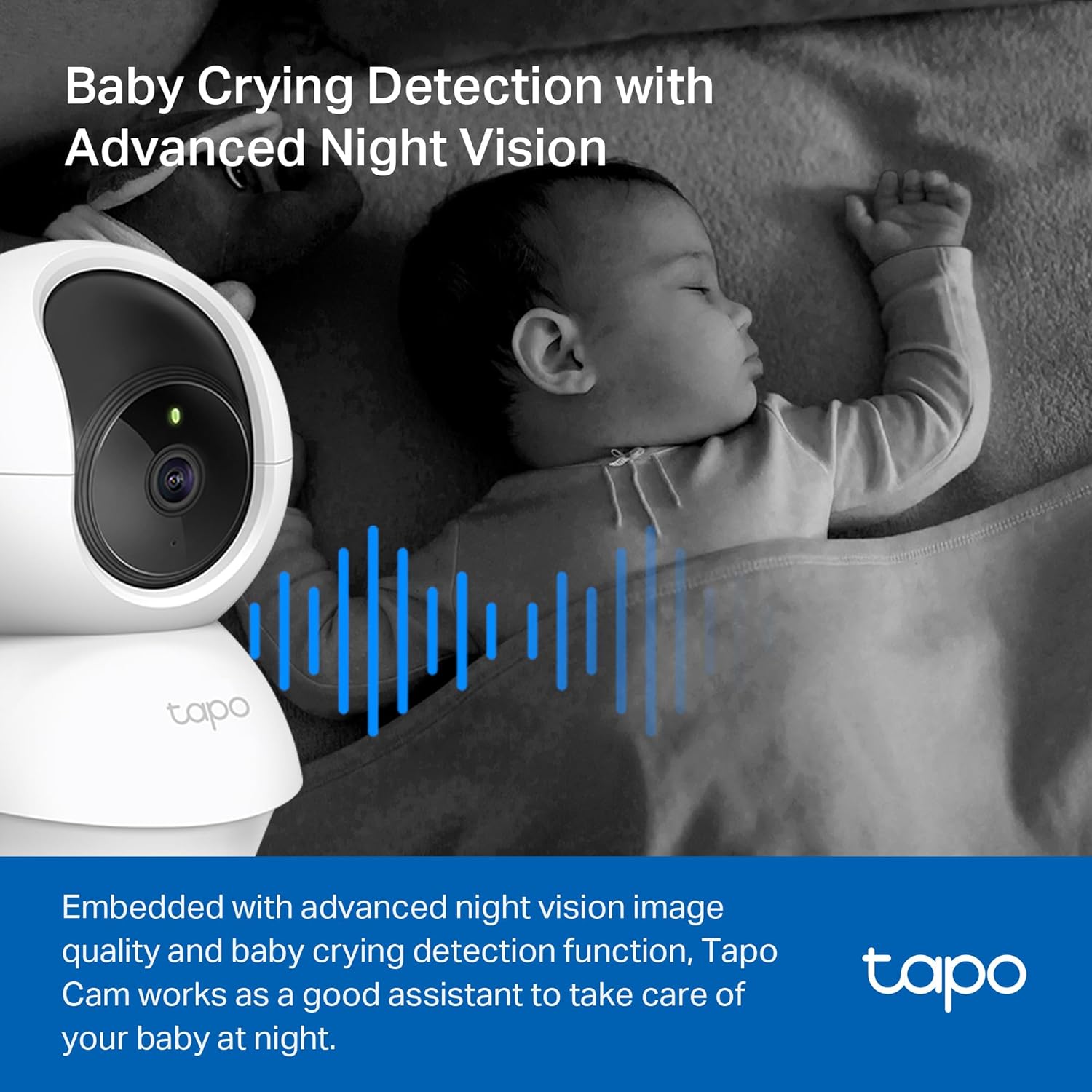 TP-Link Tapo 2K Pan/Tilt Security Camera for Baby Monitor, Dog Camera w/Motion Detection, 2-Way Audio, Siren, Night Vision, Cloud & SD Card Storage.