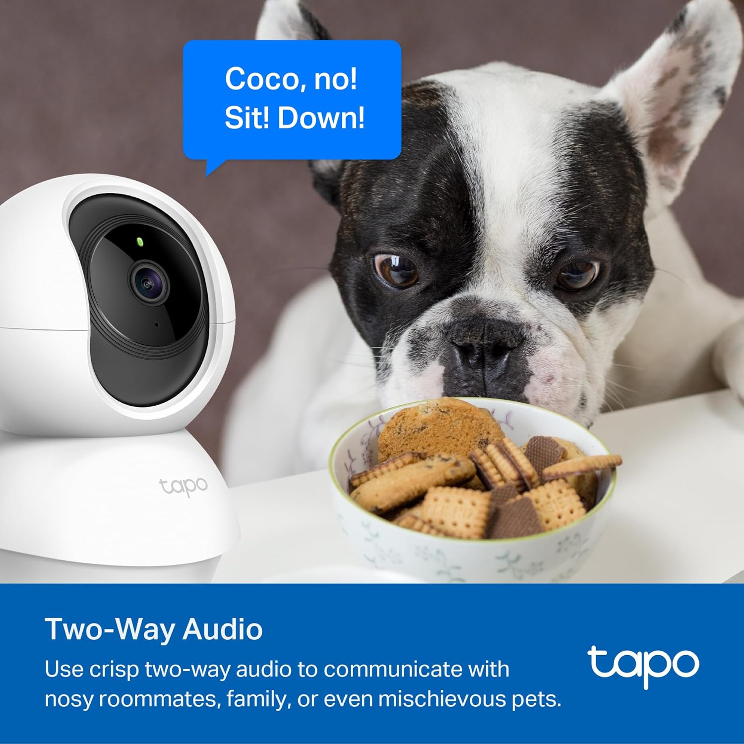 TP-Link Tapo 2K Pan/Tilt Security Camera for Baby Monitor, Dog Camera w/Motion Detection, 2-Way Audio, Siren, Night Vision, Cloud & SD Card Storage.
