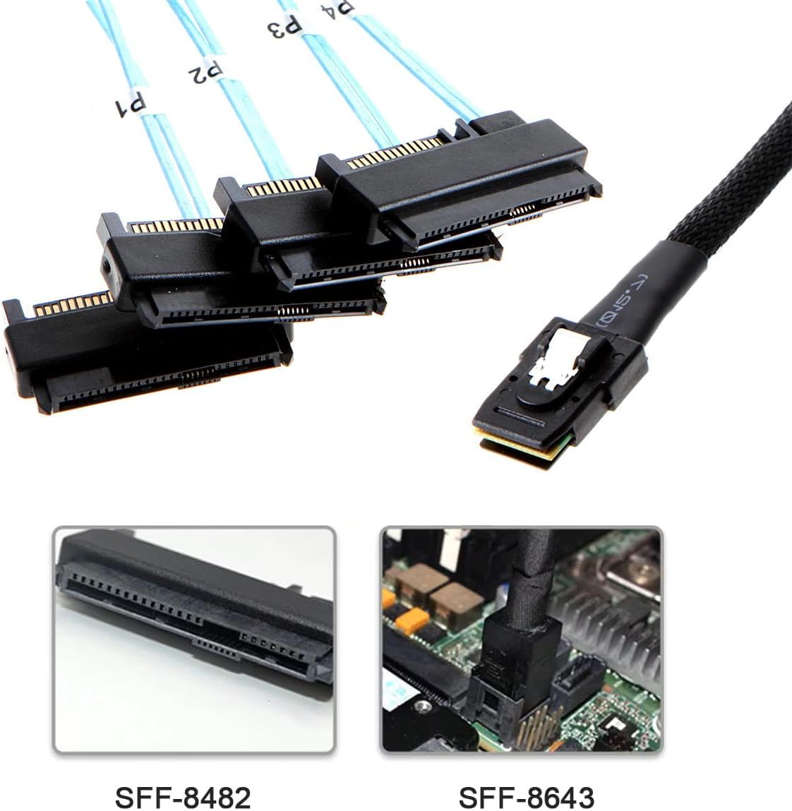 CY SFF-8482 SAS 29Pin to 7+15 22Pin SATA Hard Disk Drive Raid Adapter with SAS Controller Chipset and Power Port