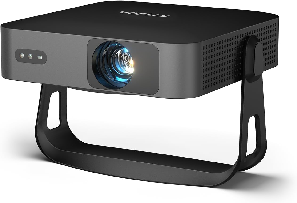 【360°Adjustable Stand & Auto Focus/Keystone】Mini Projector with WiFi and Bluetooth, Native 1080P Portable Outdoor Movie Projector, VOPLLS Home Projector 4K Support for HDMI/USB/AV/Phone/Laptop