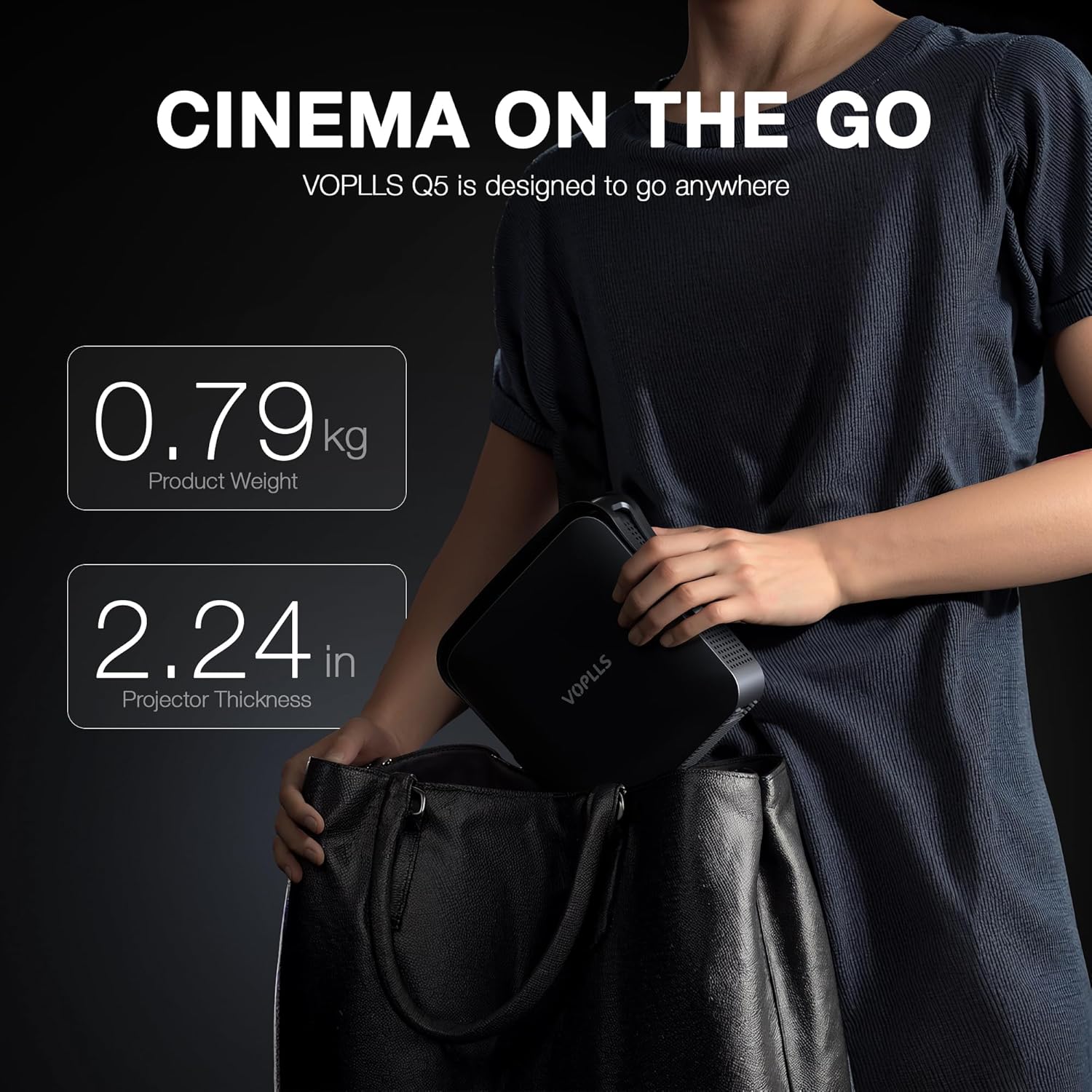 【360°Adjustable Stand & Auto Focus/Keystone】Mini Projector with WiFi and Bluetooth, Native 1080P Portable Outdoor Movie Projector, VOPLLS Home Projector 4K Support for HDMI/USB/AV/Phone/Laptop