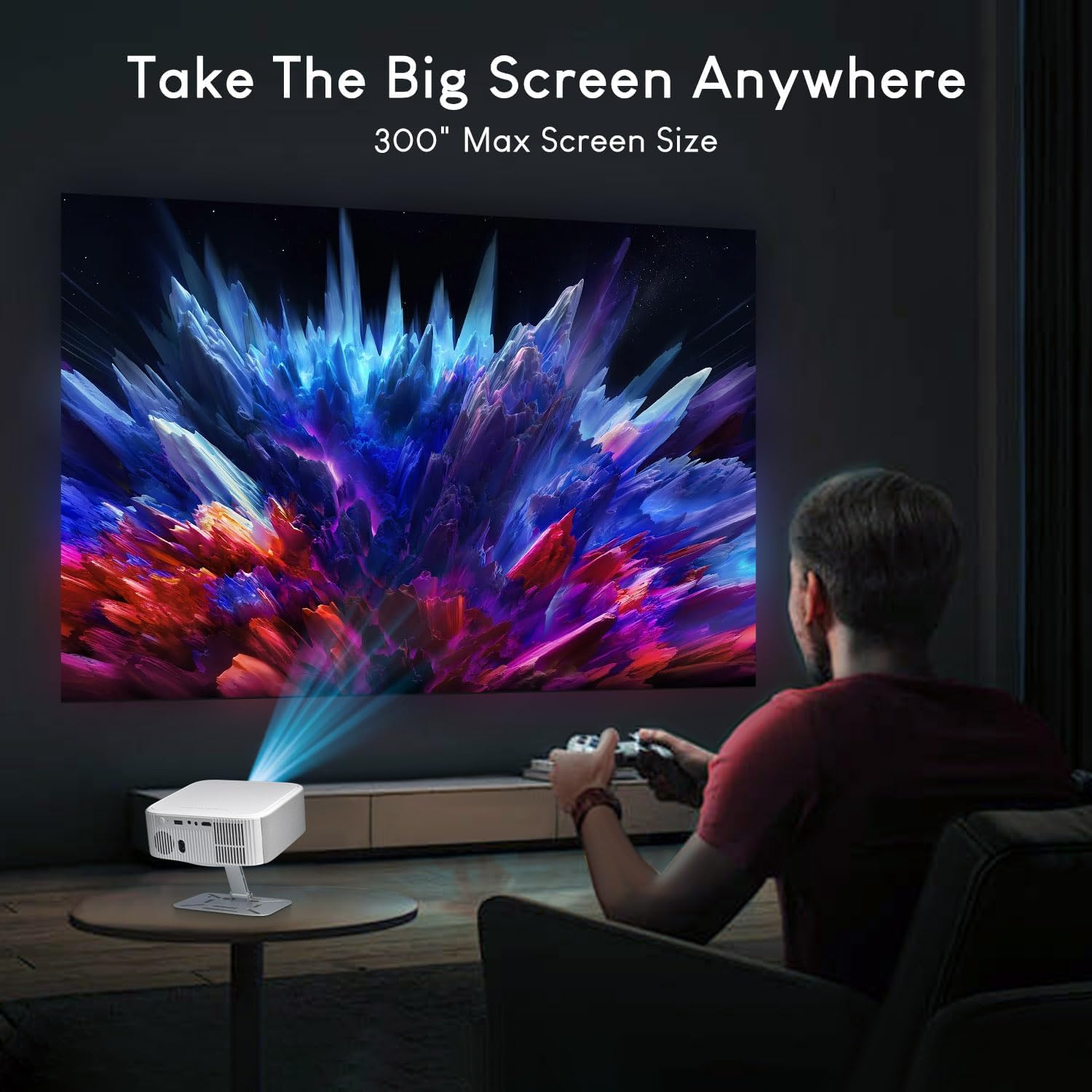 Projector with Wifi Bluetooth 4K, Auto Keystone/Electric Focus, Smart Android 13 NTV, 400 ANSI Lumen, 1080P Native Outdoor Movie Projector, Mini Portable, Built-in Apps (2025)