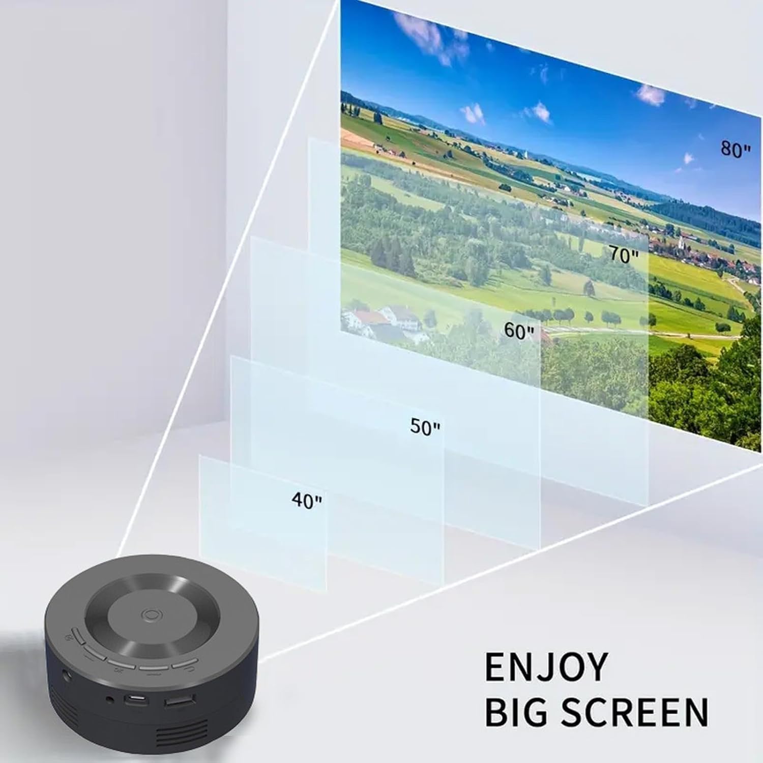 Mini Projector, 1080p Portable Small Video Projector Home Theater LED Movie Projector with Same Screen Function Built in Speaker for IOS for Android
