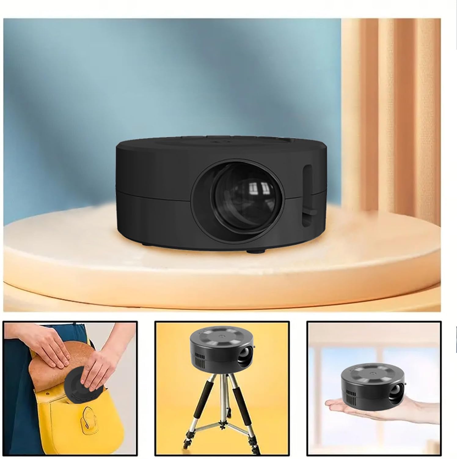 Mini Projector, 1080p Portable Small Video Projector Home Theater LED Movie Projector with Same Screen Function Built in Speaker for IOS for Android