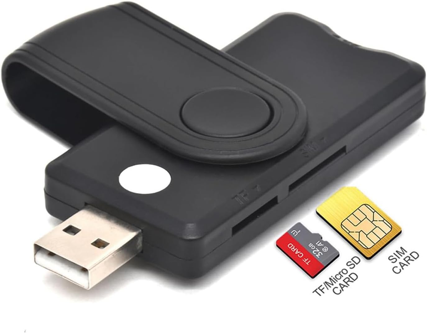 CAC Smart Card Reader, 5 in 2 DOD Military USB SIM/SD/TF/ID/IC Card Adapter USB C Sim Card Adapter Compatible with Windows, Linux/Unix, MacOS X