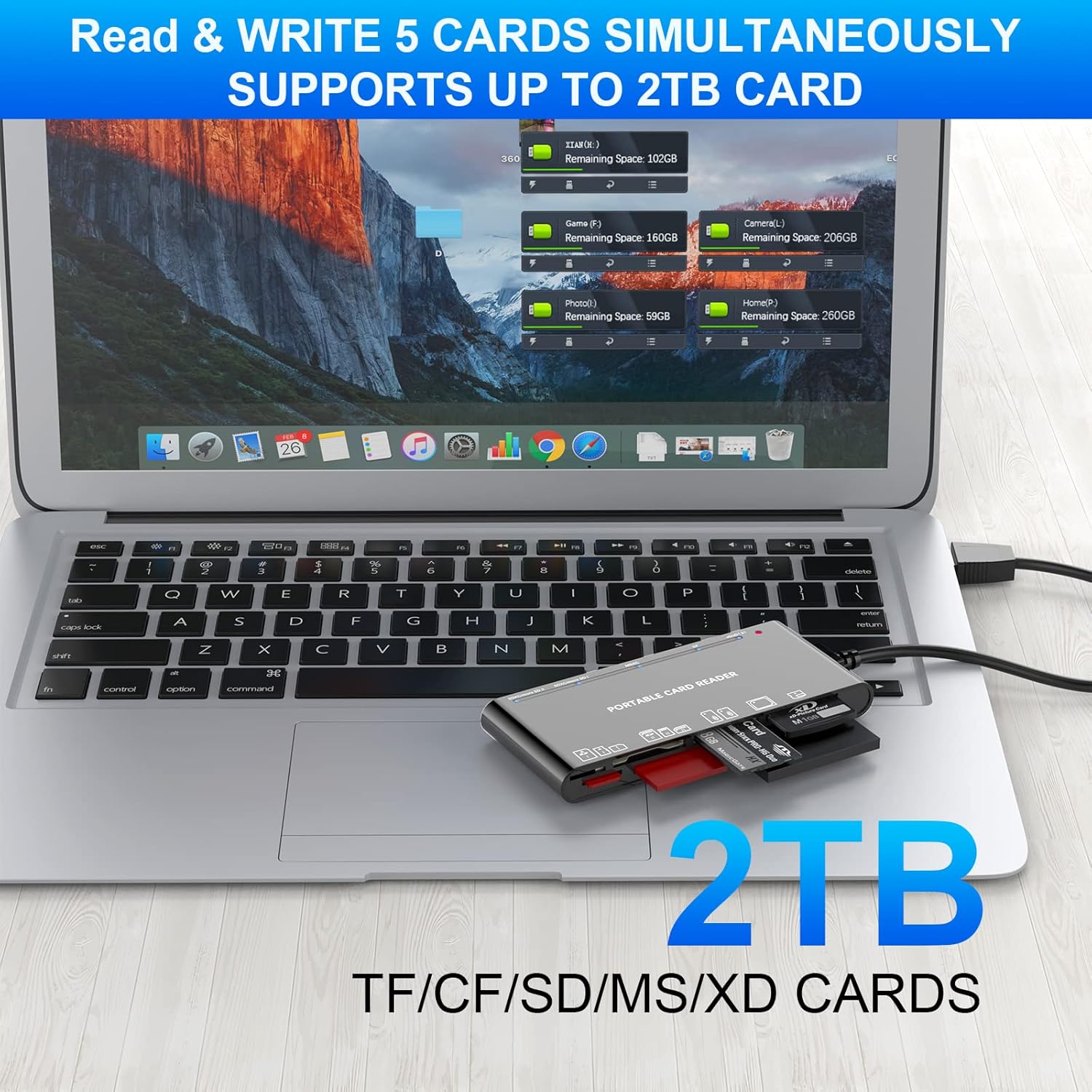 USB 3.0 Multi Card Reader for SD/Micro SD/TF/XD/CF/MS - 7-in-1 Memory Card Reader/Adapter for Windows, Mac, Linux (USB-A)