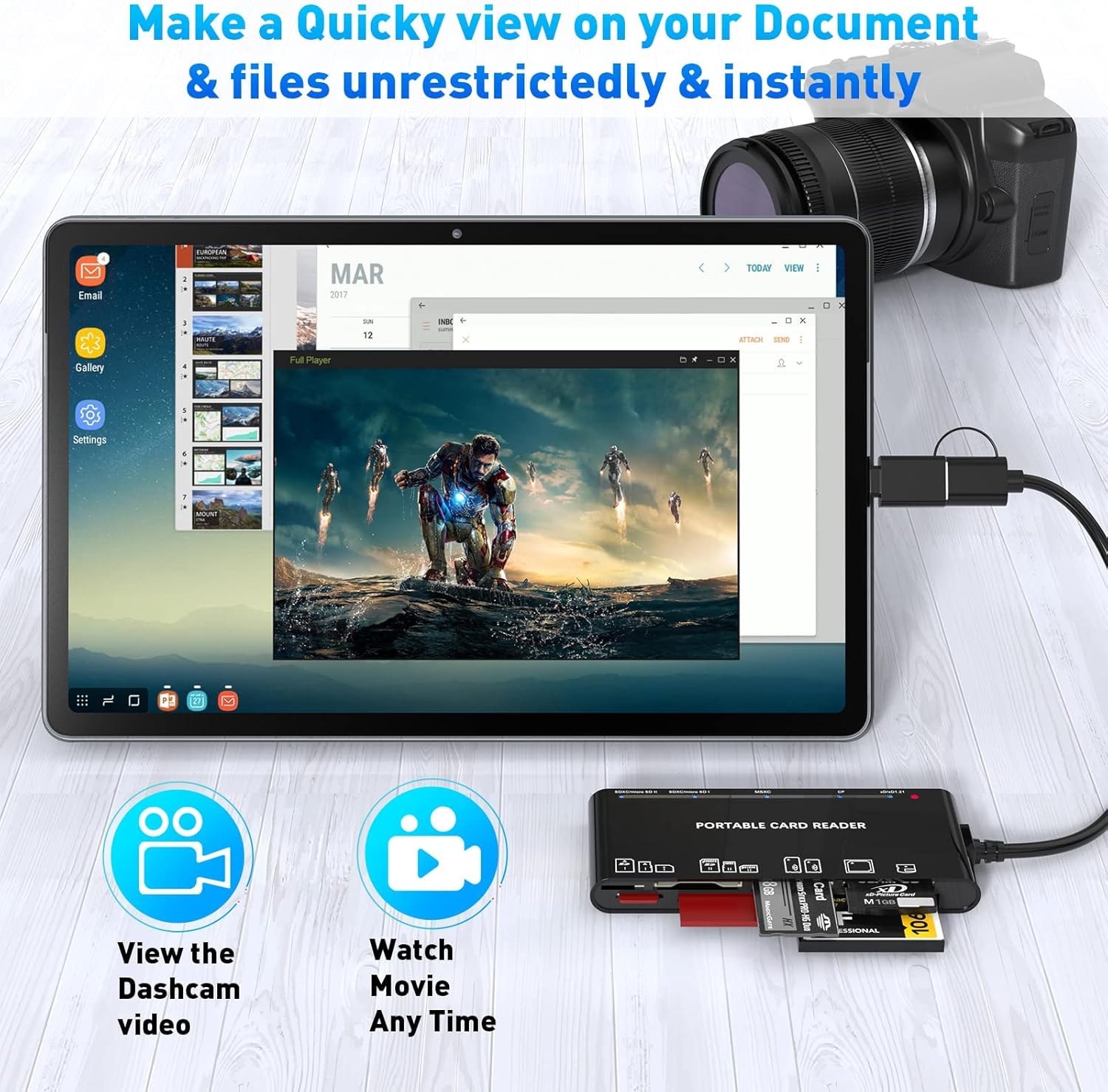 USB 3.0 Multi Card Reader for SD/Micro SD/TF/XD/CF/MS - 7-in-1 Memory Card Reader/Adapter for Windows, Mac, Linux (USB-A)