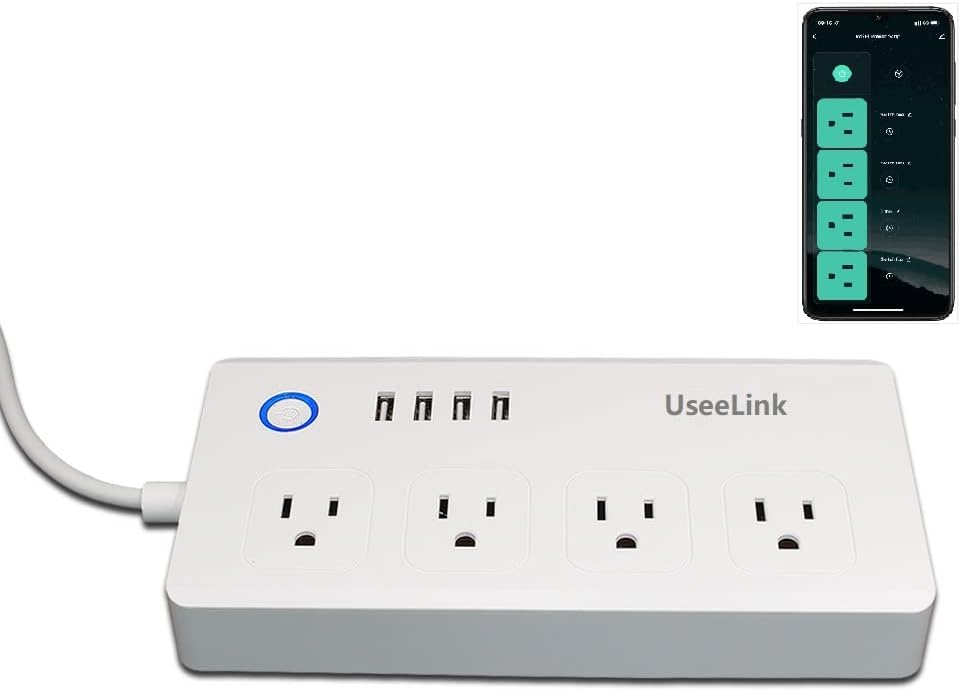 WiFi Smart Power Strip,Surge Protector with 3 USB Ports 1 Type C (PD 20W) & 4 AC Outlets Compatible with Alexa, Google Assistant Voice Control, No Hub Required White