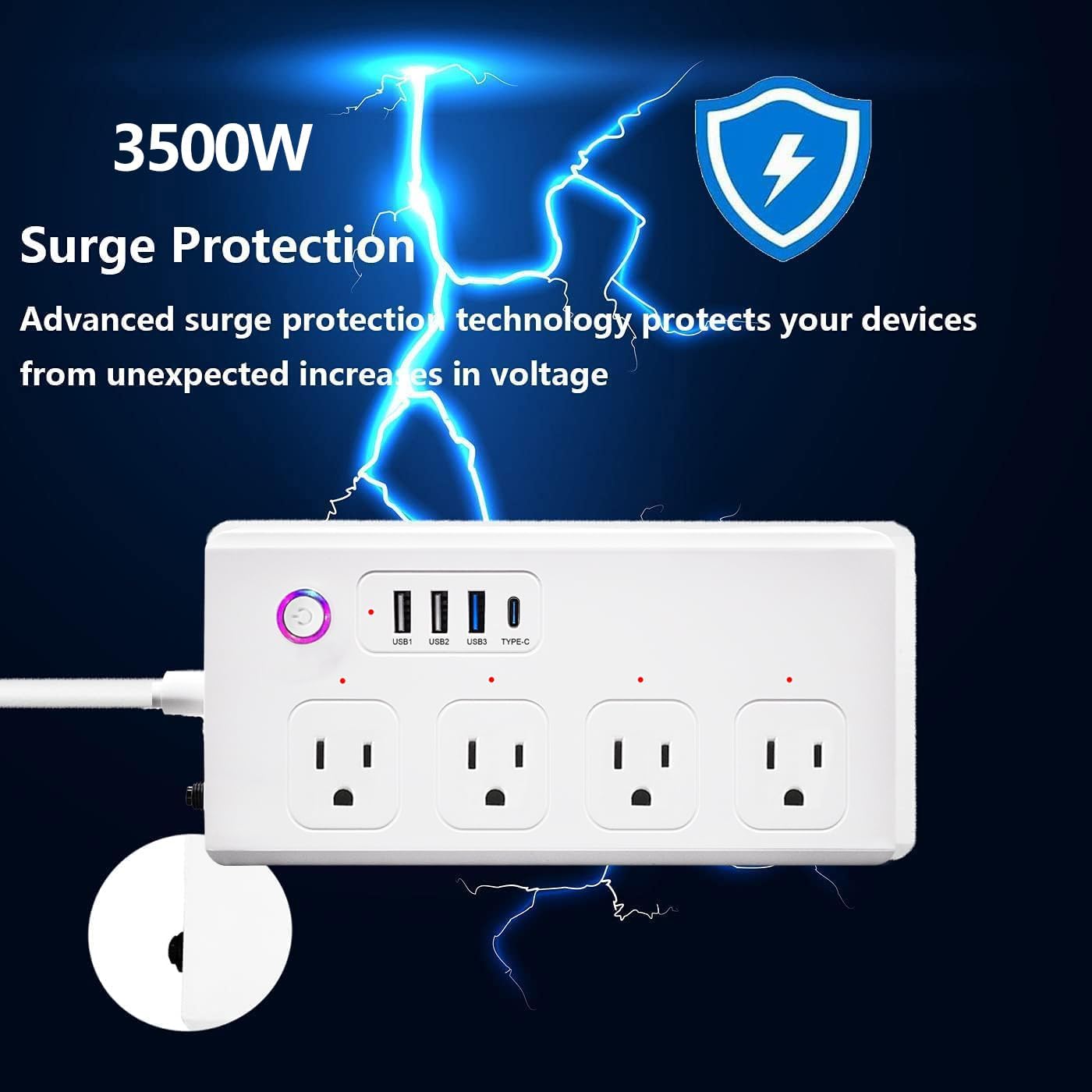 WiFi Smart Power Strip,Surge Protector with 3 USB Ports 1 Type C (PD 20W) & 4 AC Outlets Compatible with Alexa, Google Assistant Voice Control, No Hub Required White
