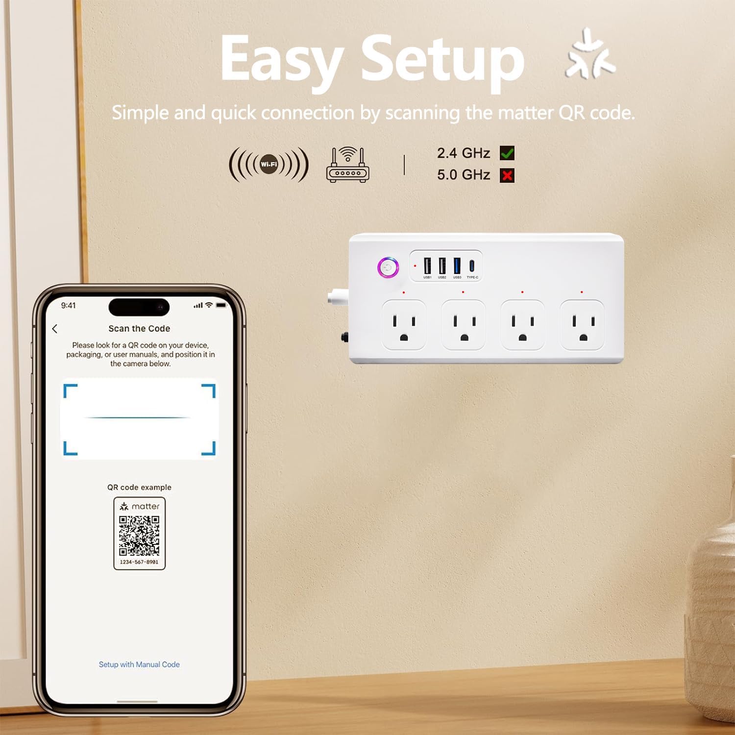 WiFi Smart Power Strip,Surge Protector with 3 USB Ports 1 Type C (PD 20W) & 4 AC Outlets Compatible with Alexa, Google Assistant Voice Control, No Hub Required White