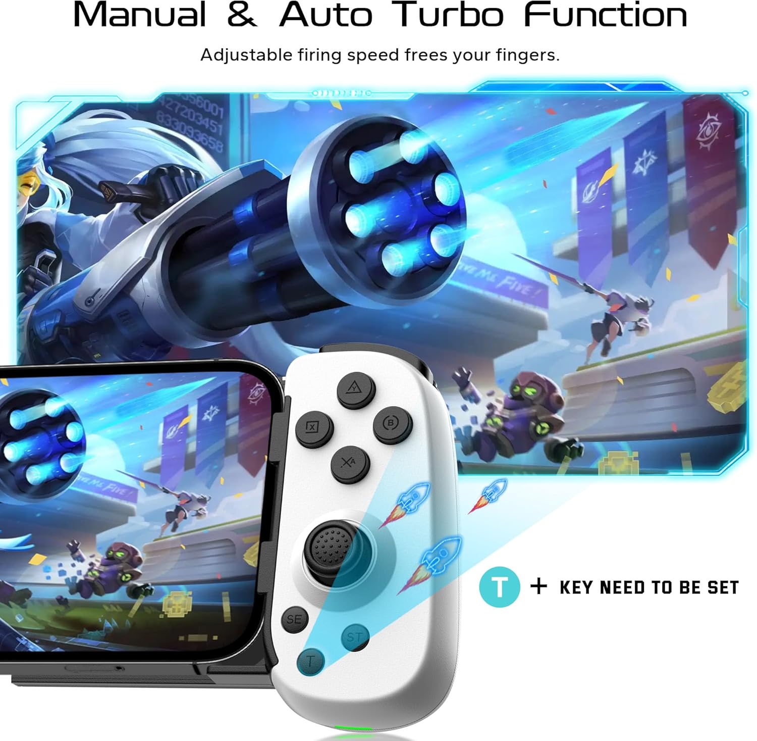 Wireless Phone Controller for iPhone/Android, Mobile Game Controller with Hall Joystick Suitable for Xbox Cloud Gaming, PS Remote Play, Steam Link, Call of Duty & More