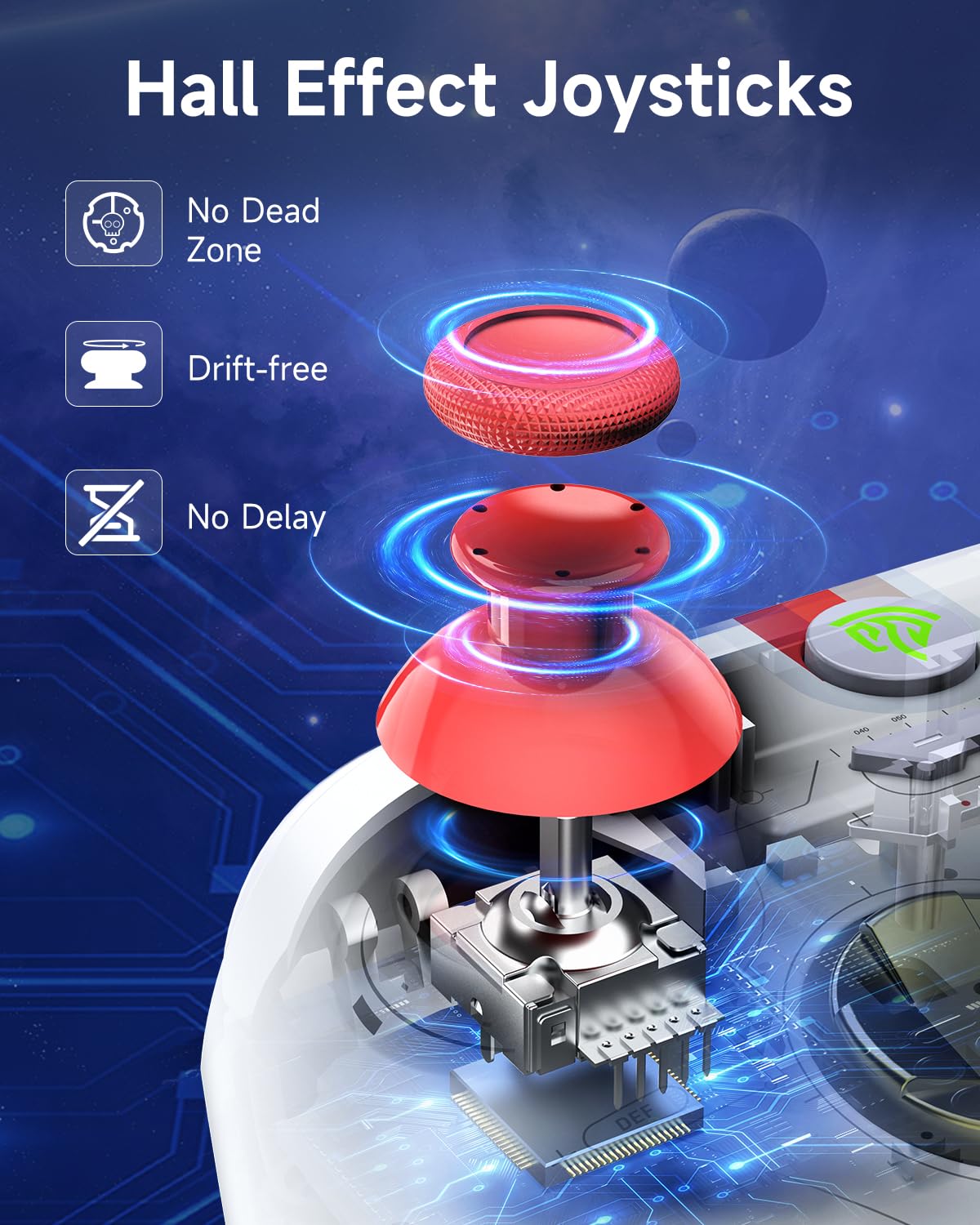 Switch PC Controller - Enhanced Wireless Bluetooth Controller with Hall Joysticks/Hall Triggers/RGB Lighting - No Stick Drift, No Dead Zone - Work for Windows PC, Android, Steam and Switch