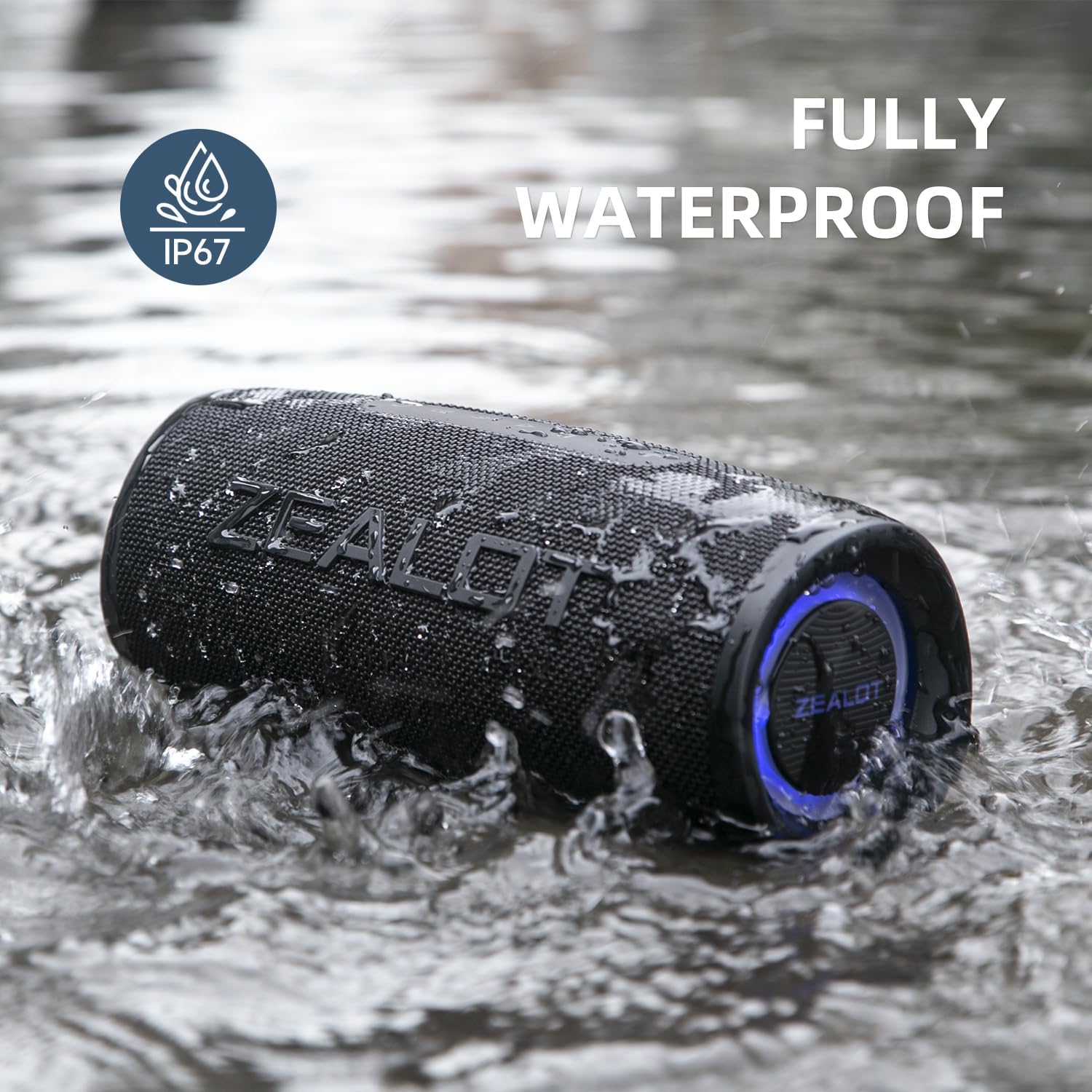 ZEALOT IPX7 Waterproof Bluetooth Speaker 50W: 20H Playtime, BassUp Tech, Wireless Stereo Sound for Poolside, Camping Movie Night, RV Trips - Perfect for Outdoor Enthusiasts, Birthday Gifts