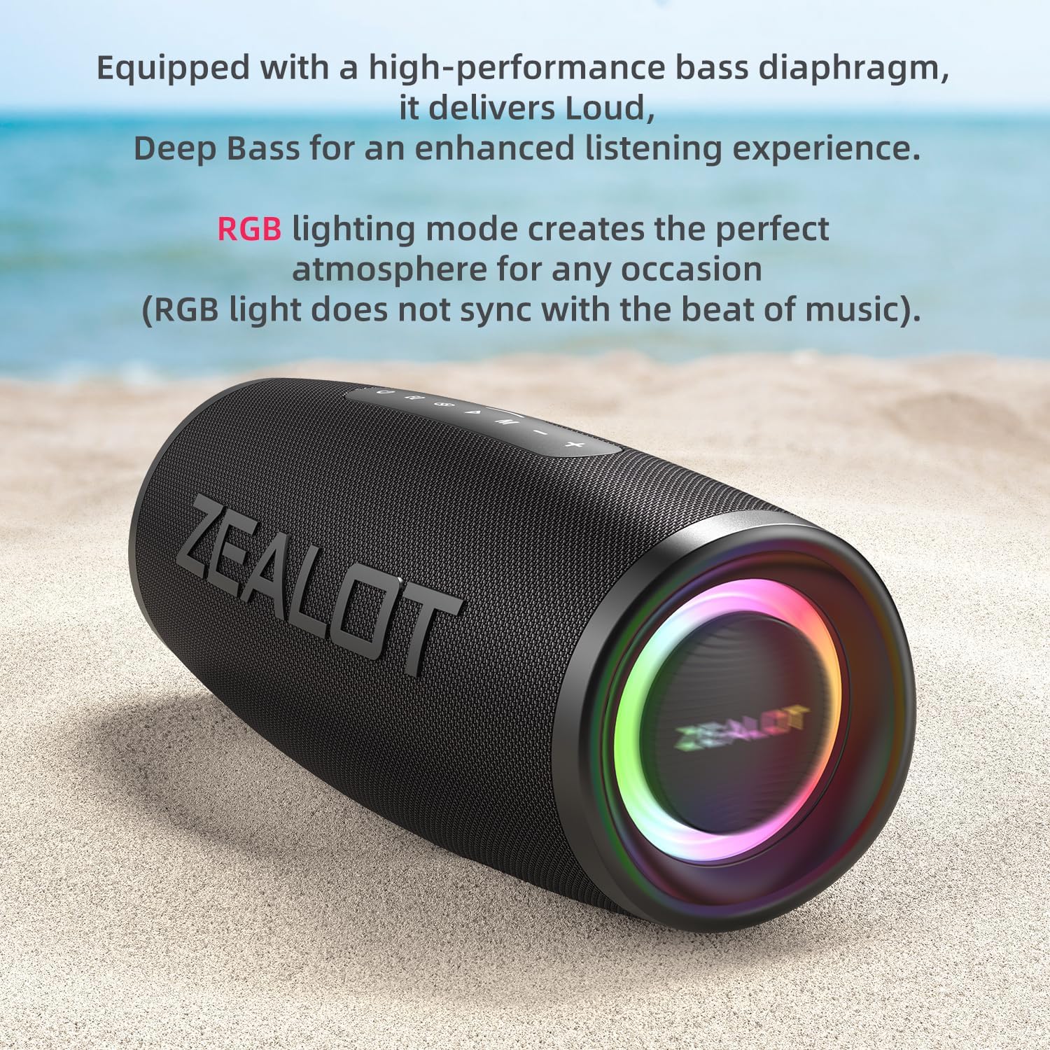 ZEALOT IPX7 Waterproof Bluetooth Speaker 50W: 20H Playtime, BassUp Tech, Wireless Stereo Sound for Poolside, Camping Movie Night, RV Trips - Perfect for Outdoor Enthusiasts, Birthday Gifts