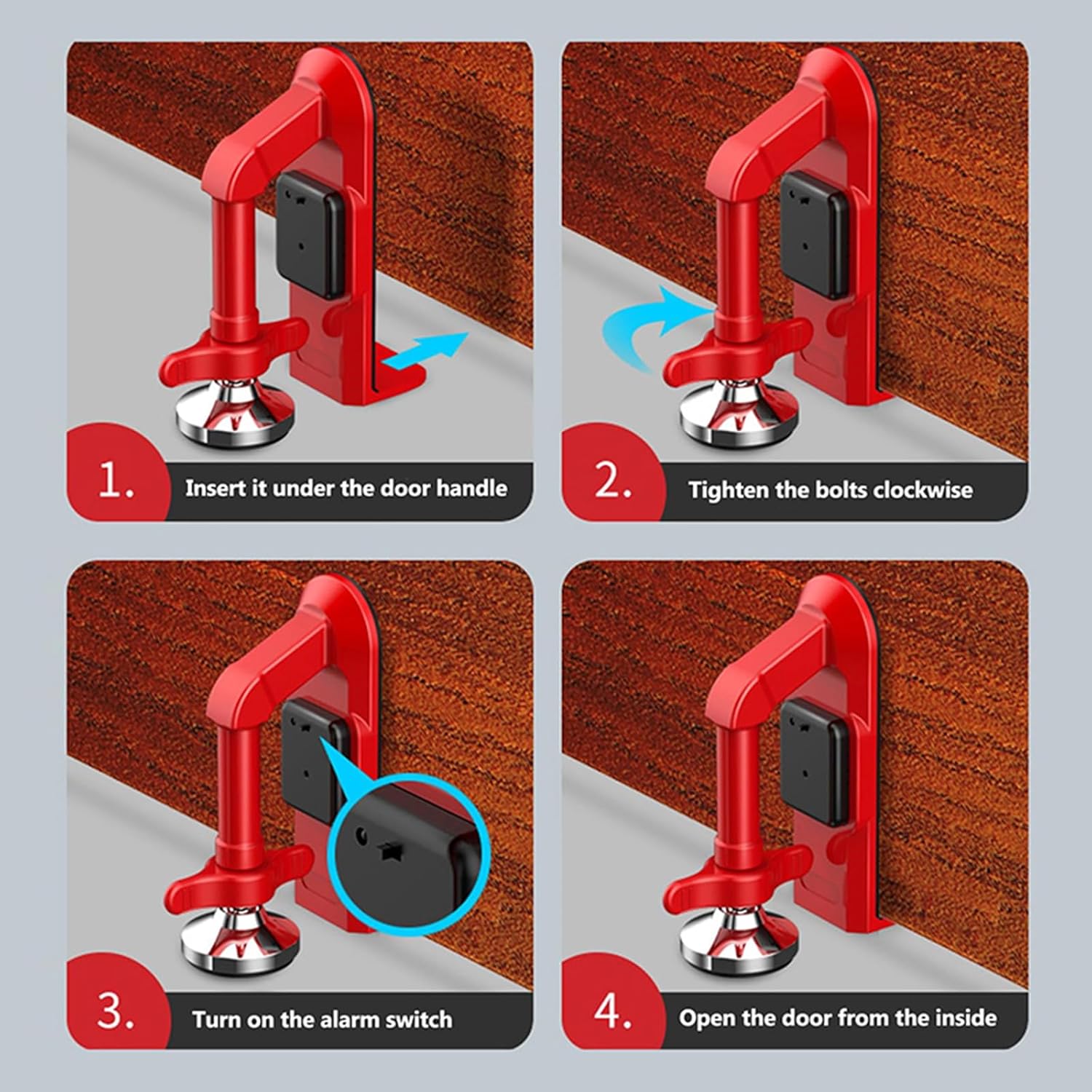 Portable Alarm Door Stopper, New Door Stop Alarm, Portable Travel Anti Theft Door Blocker, Door Stoppers Security, for Hotel Room Apartment Travel Safety