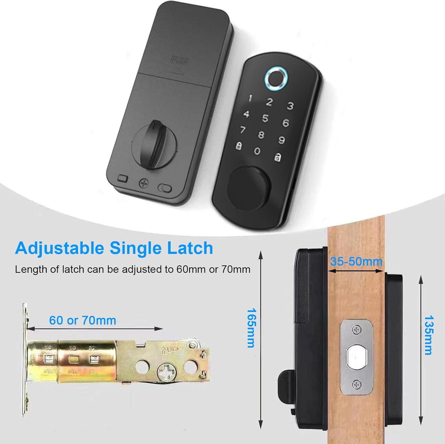Keyless Entry Door Lock for Front Door Fingerprint Smart Door Lock Digital Electronic Lock with Code Password Biometric Deadbolt Door Locks with Bluetooth APP Control for Home Office Apartment