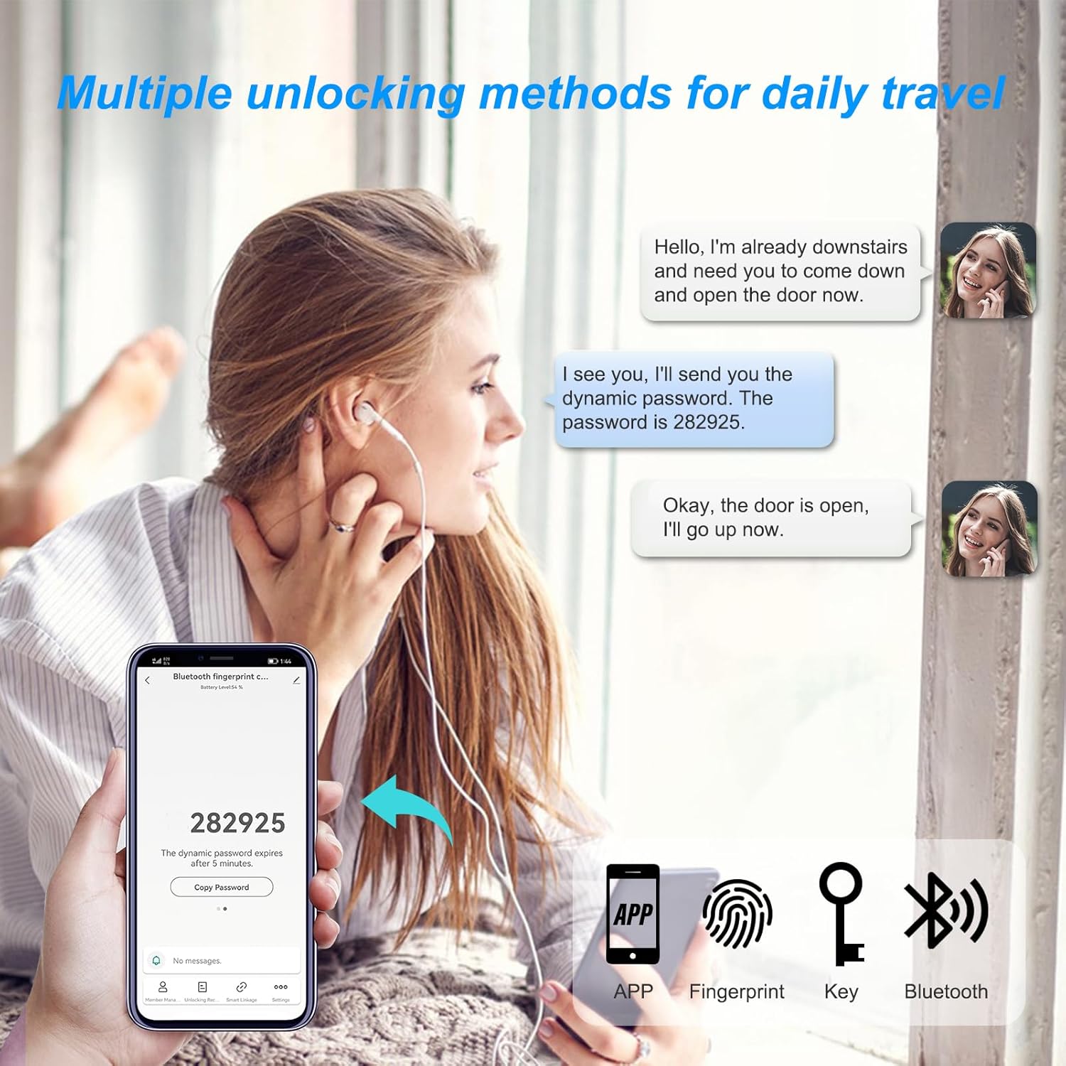 Keyless Entry Door Lock for Front Door Fingerprint Smart Door Lock Digital Electronic Lock with Code Password Biometric Deadbolt Door Locks with Bluetooth APP Control for Home Office Apartment