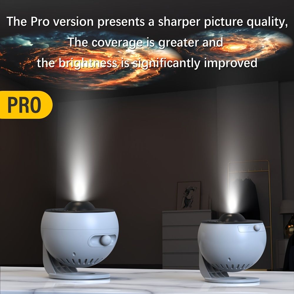 Pro Globe 2025 New Upgrade - Wireless LED Galaxy Projector with 15 White Noise Options, 13 High-Def Starlight Movies, Remote Control, Timer, USB Power, Indoor Use for Bedroom & Game Room, Bedroom Ambi